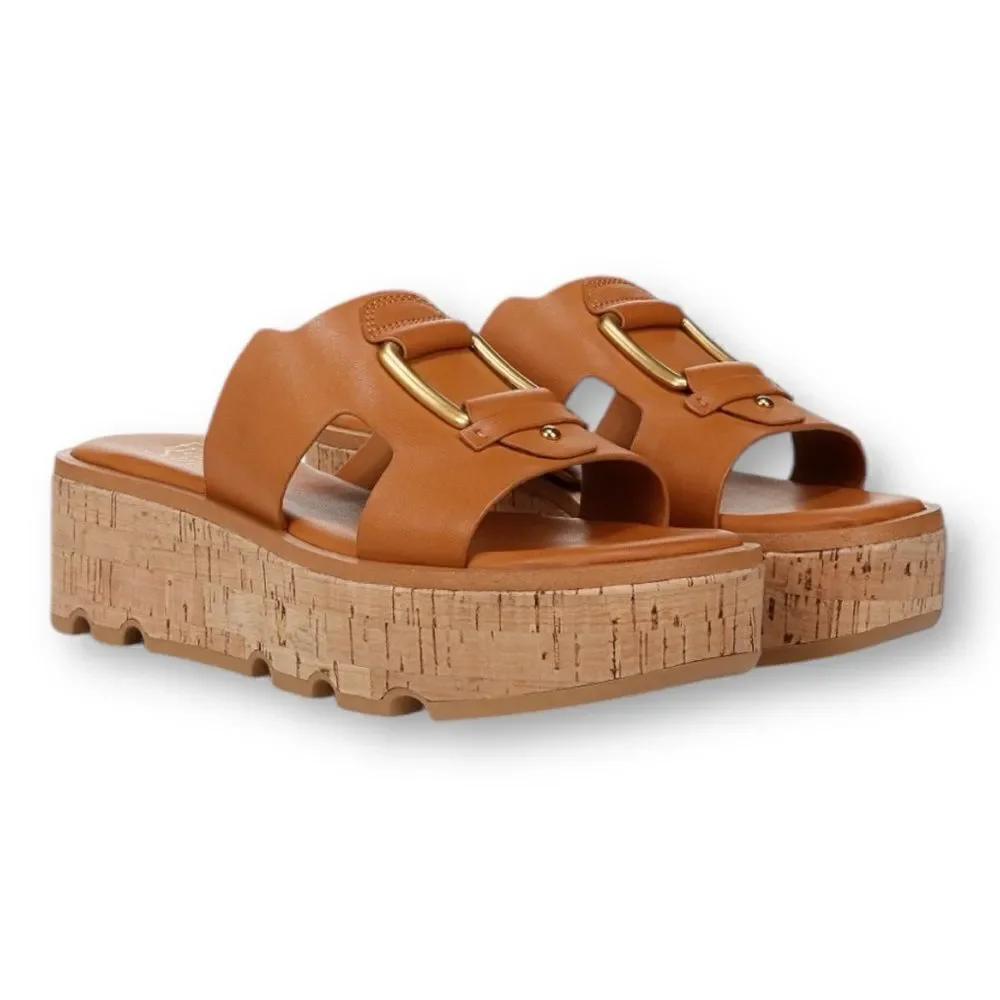 FRANCO SARTO Women’s Hesta Platform Sandals in the Size 9 in Tan Color